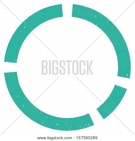 Circular Diagram grainy textured icon for overlay watermark stamps. Flat symbol with scratched texture. Dotted vector cyan ink rubber seal stamp with grunge design on a white background.