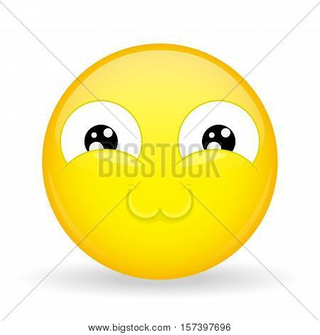 Very cute emoji. Melt emotion. Sweet emoticon. Cartoon style. Vector illustration smile icon.