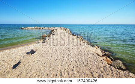 Seashore stones. Beautiful seascape. beautiful rocky seashore. Stones on coast. Nature composition