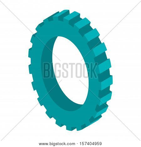 tridimensional silhouette blue gear wheel icon vector illustration