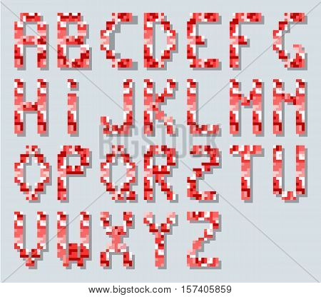 ALPHABET IN STYLE PIXEL RETRO VINTAGE RED SIMPLE