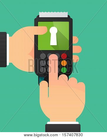 Hands With A Dataphone With A Key Hole