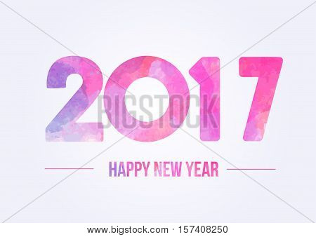 Happy new year 2017. Year 2016 vector design element. Watercolor illustration. Merry Chrstmas Background for dinner invitations, festive posters,promotional depliant, greetings cards.