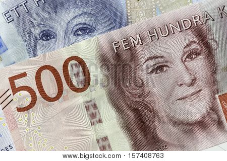 Swedish Currency (100 and 200 notes) Close Up.