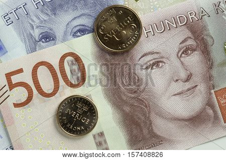 Swedish Currency (100 and 200 notes) Close Up.
