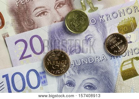 Swedish Currency (100 and 200 notes) Close Up.