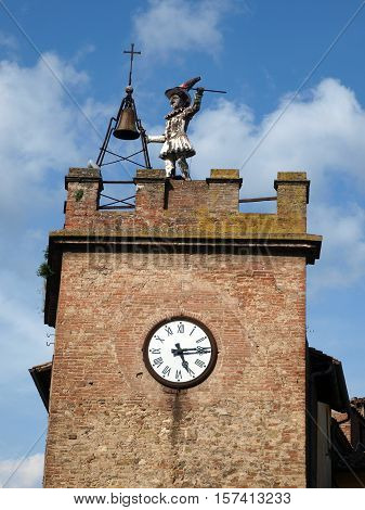 Torre Della Pulcinella Clocktower in Montepulciano Italy.