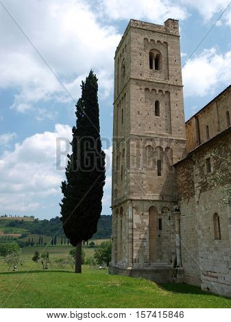 Sant Antimo Abbey near Montalcino in Tuscany Italy