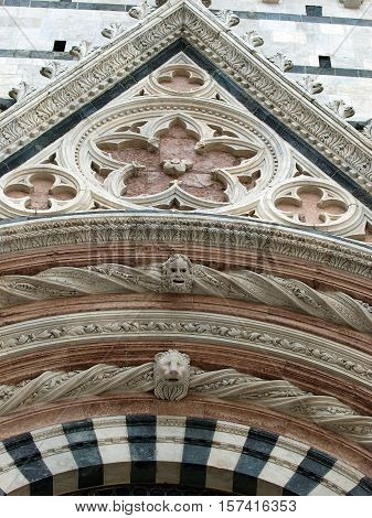 Detail of facde Baptistery in Siena Tuscany