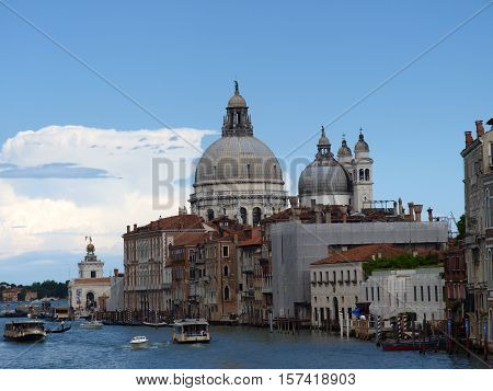VENICE, ITALY - MAY 22, 2010: Venice - View of Canal Grande and Salute