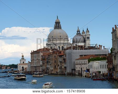 VENICE, ITALY - MAY 22, 2010: Venice - View of Canal Grande and Salute