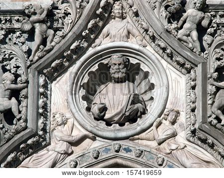 Imperishable beauty of details on the basilica of st Mark's - Venice. Portal decorations