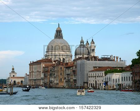 VENICE, ITALY - MAY 23, 2010: Venice - View of Canal Grande and Salute