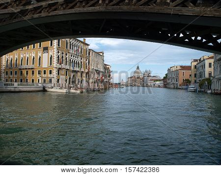 VENICE, ITALY - MAY 23, 2010: Venice - View of Canal Grande and Salute