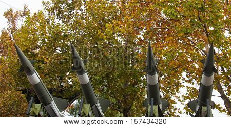 Anti-air missiles on louncher durin military parade Novi Sad Serbia 2016