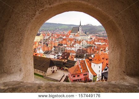 Beautiful scene of Cesky Krumlov on daytime in summer