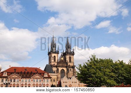 Tyn Church (The Church of our lady before Tyn), Gothic church with a Boroque interior, Praque, Czech Republic