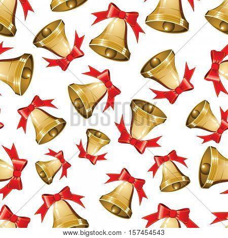 Vector Christmas seamless pattern with bells decorations