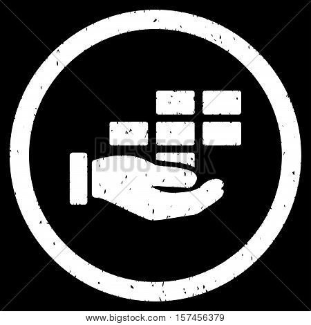 Service Schedule grainy textured icon inside circle for overlay watermark stamps. Flat symbol with dust texture.