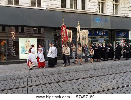 Christian Procession In Brno