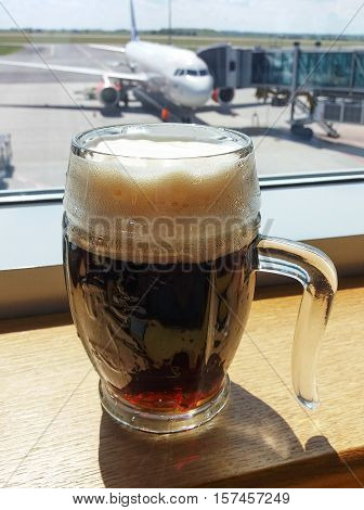 Beer Glass With Foam In Prague