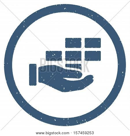 Service Schedule grainy textured icon inside circle for overlay watermark stamps. Flat symbol with unclean texture.