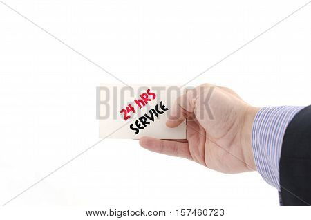 24 hrs service text concept isolated over white background