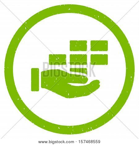 Service Schedule grainy textured icon inside circle for overlay watermark stamps. Flat symbol with dirty texture.
