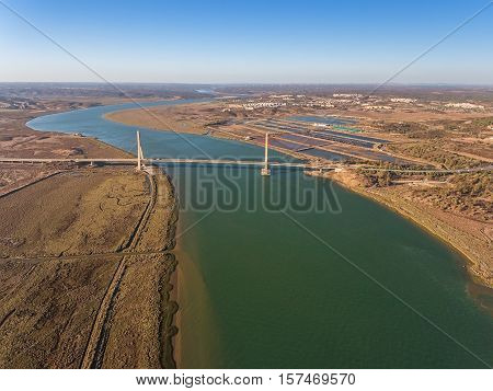 Bridge on the border of Spain and Portugal. River Guadiana.