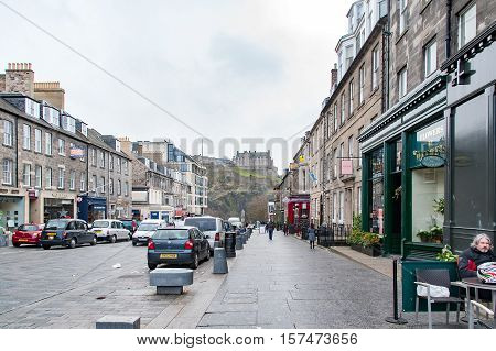 Edinburgh, Scotland, UK-circa July 2016:View of the Castle Street and the Castle of Edinburgh in the background