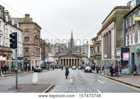 Edinburgh, Scotland, UK-circa July 2016: Hanover Street and The Royal Scottish Academy