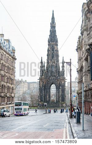 Edinburgh, Scotland, UK-circa July 2016:View of the monument of Sir Walter Scott.