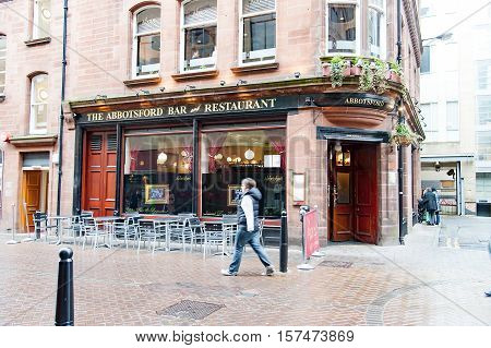 Edinburgh, Scotland, UK-circa July 2016:View of the Typical pub in the historic center of the city