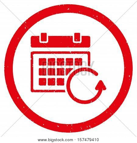 Update Calendar grainy textured icon inside circle for overlay watermark stamps. Flat symbol with dust texture.