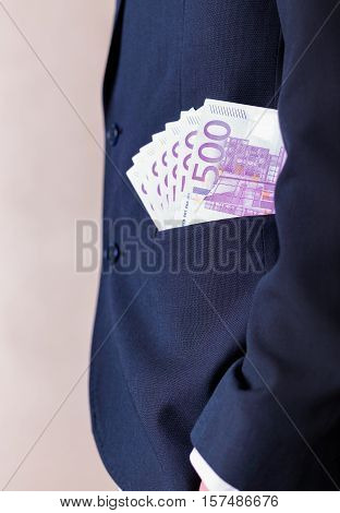 Bribe And Corruption With Euro Banknotes.
