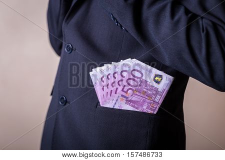 Bribe And Corruption With Euro Banknotes.