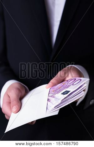 Bribe And Corruption With Euro Banknotes.