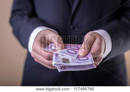 Bribe And Corruption With Euro Banknotes.