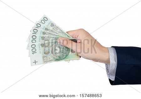 Range Of Polish Banknotes In Hand