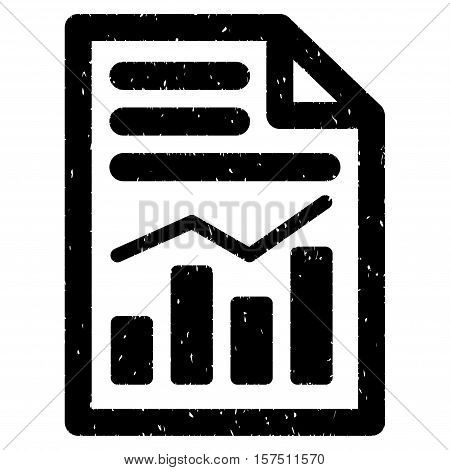 Charts Page grainy textured icon for overlay watermark stamps. Flat symbol with dust texture. Dotted vector black ink rubber seal stamp with grunge design on a white background.