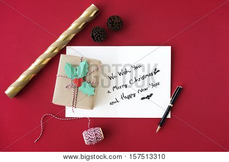 Merry Christmas and Happy New Year Family Holiday Festival Concept