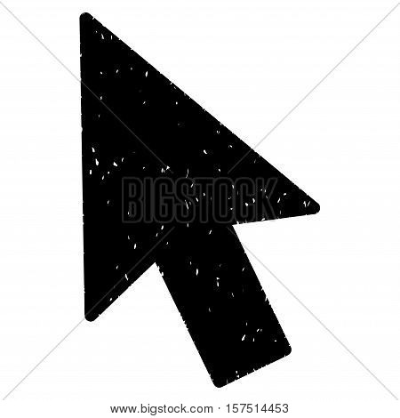 Mouse Cursor grainy textured icon for overlay watermark stamps. Flat symbol with scratched texture. Dotted vector black ink rubber seal stamp with grunge design on a white background.