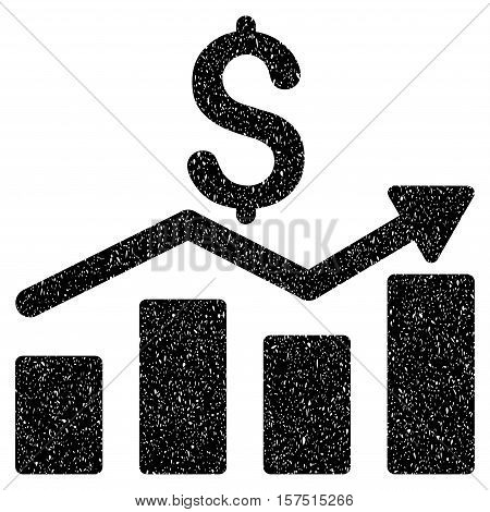 Sales Chart grainy textured icon for overlay watermark stamps. Flat symbol with scratched texture. Dotted vector black ink rubber seal stamp with grunge design on a white background.