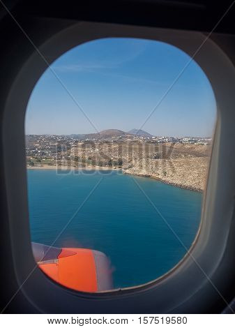 View from the plane to Crete, the beauty of nature.
