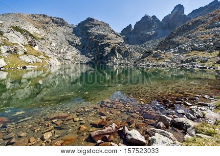 Amazing landscape of The Scary lake and Kupens peaks, Rila Mountain, Bulgaria