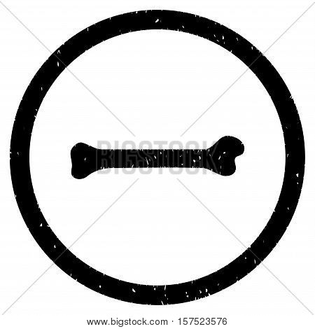 Bone grainy textured icon inside circle for overlay watermark stamps. Flat symbol with unclean texture. Circled dotted vector black ink rubber seal stamp with grunge design on a white background.