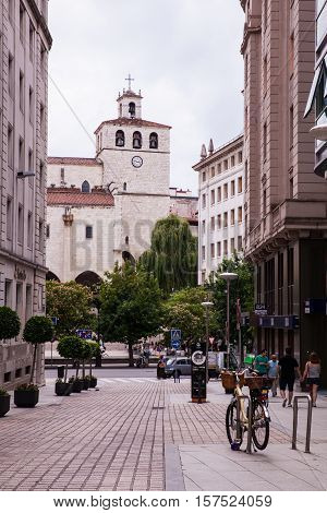 SANTANDER SPAIN - AUGUST 19: View of the Cathedral Basilica of the Assumption of the Virgin Mary of Santander on August 19 2016