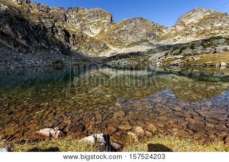 Landscape Elenski lakes near Malyovitsa peak, Rila Mountain, Bulgaria