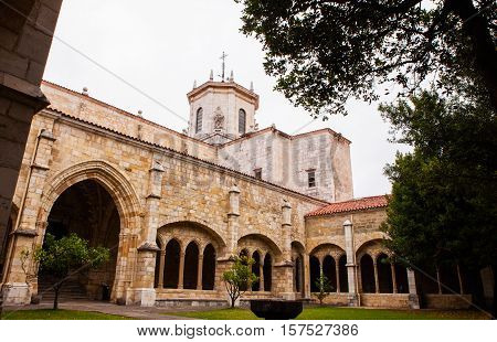 SANTANDER SPAIN - AUGUST 19: Ghotic cloister of the Cathedral Basilica of the Assumption of the Virgin Mary of Santander on August 19 2016