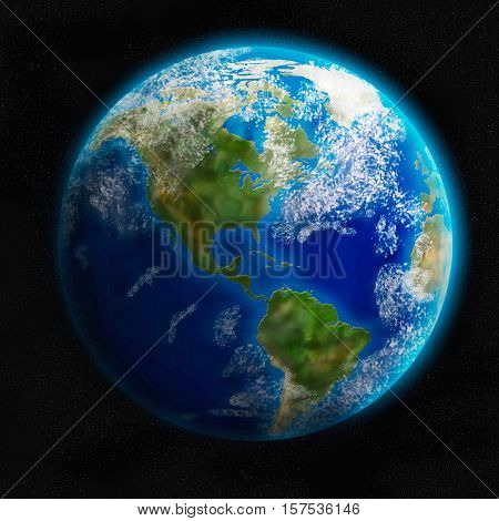 Earth from space. Elements of this image furnished by NASA. 3d illustration.